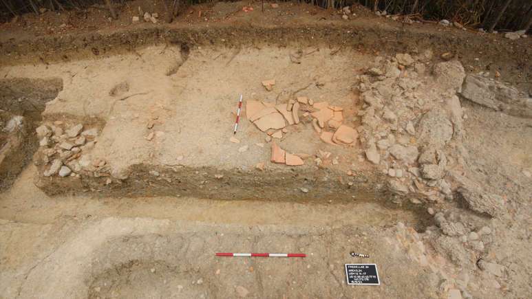 Pottery fragments found at the site