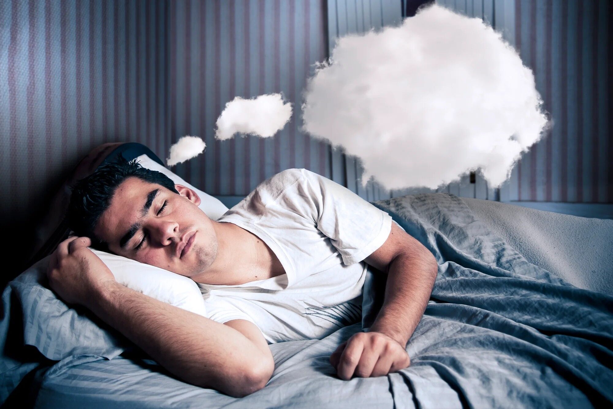 Man with busy mind while sleeping