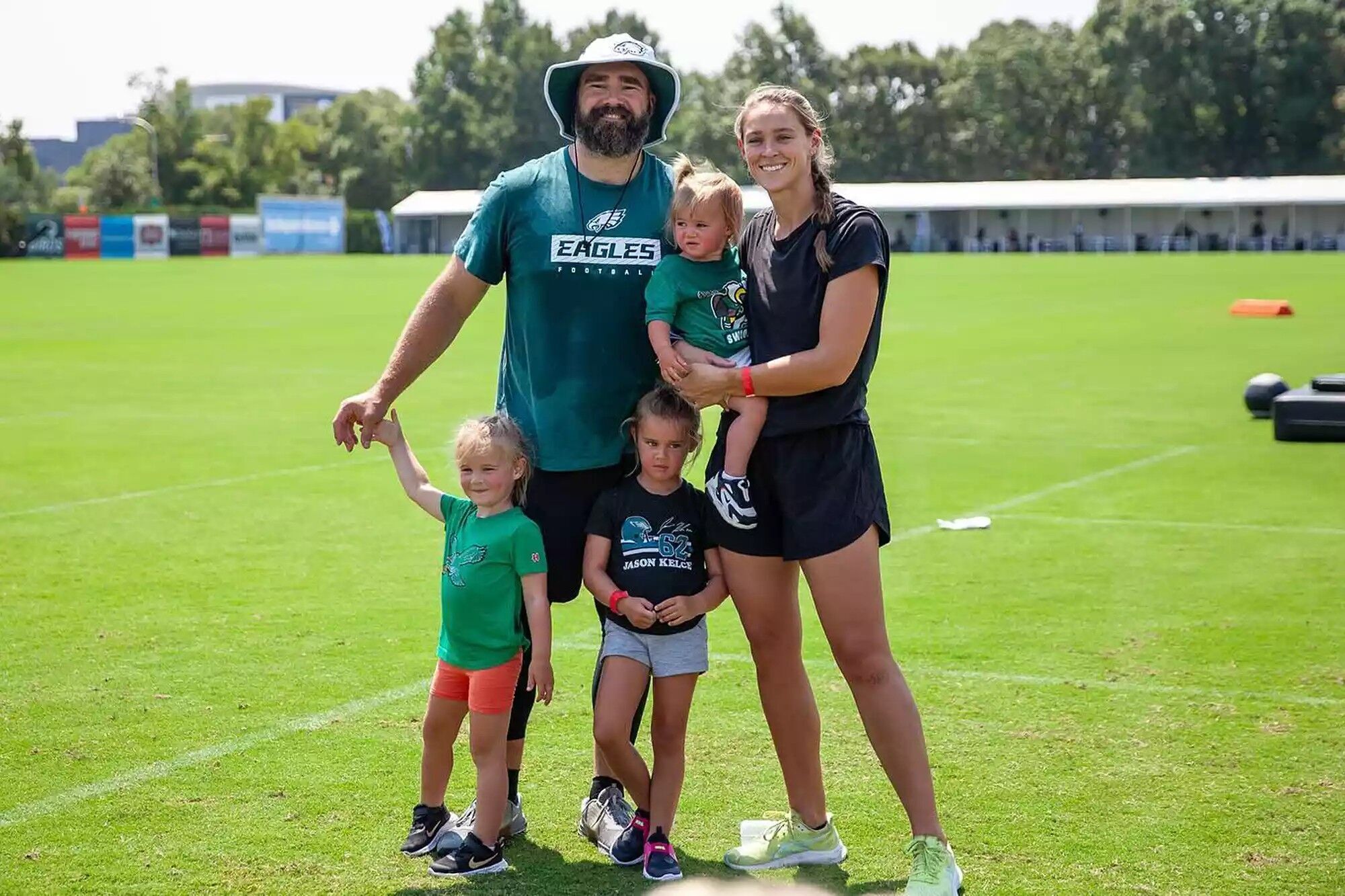 Jason, Kylie Kelce and their daughters Wyatt, Eliotte and Bennett.