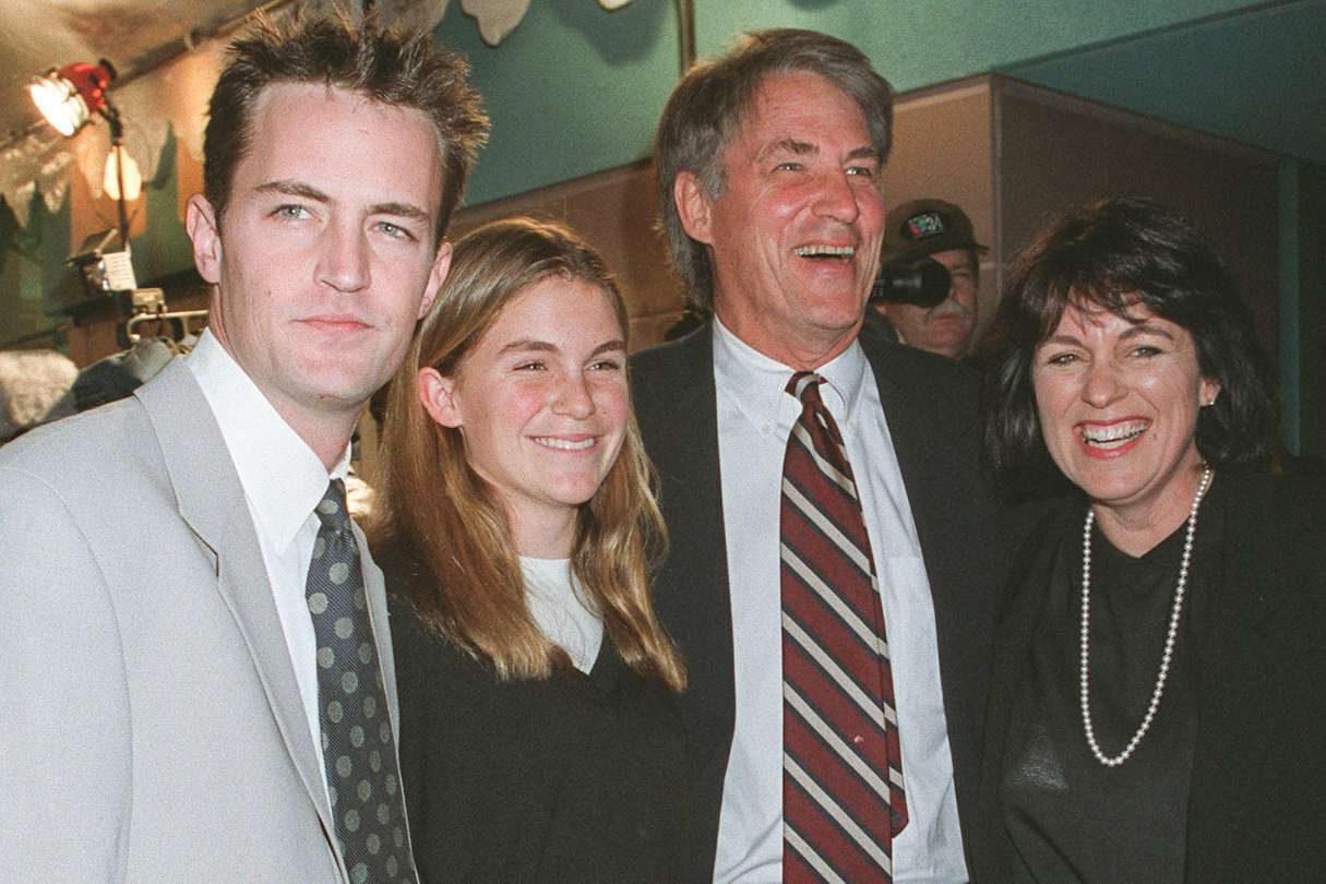 Matthew Perry with sister Maria, dad John Bennett and stepmom Debbie Perry