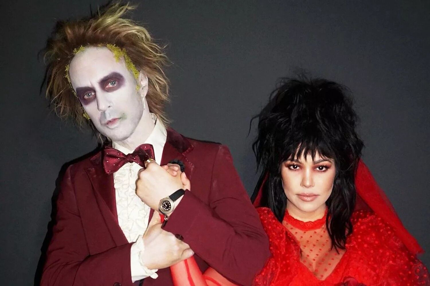 Travis Barker and Kourtney Kardashian in their 2023 Halloween costumes.