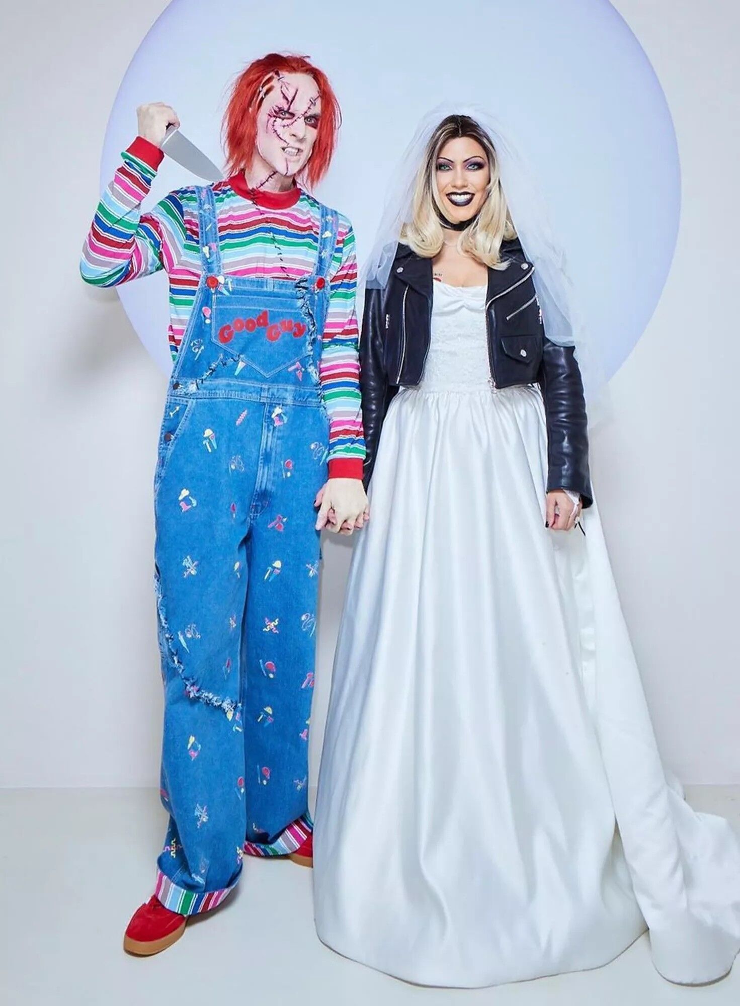 Travis Barker and Kourtney Kardashian as Chucky and Tiffany Valentine.