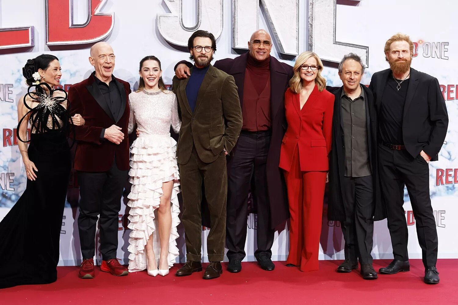 The cast of "Red One" in Berlin, Germany.