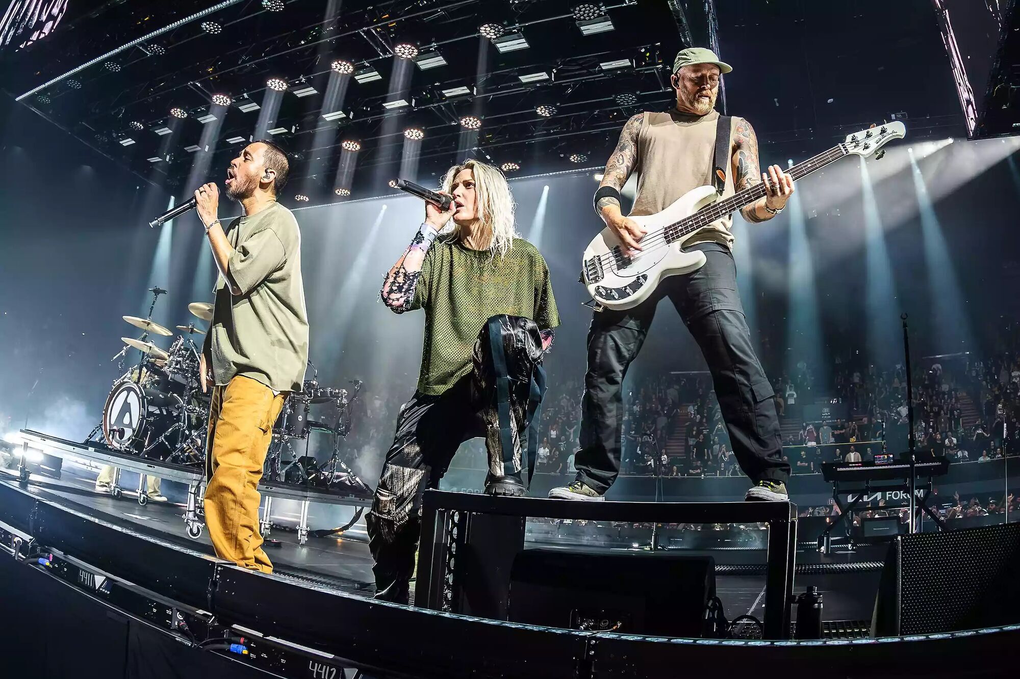 Linkin Park performing in Inglewood, California on Sept. 10, 2024.