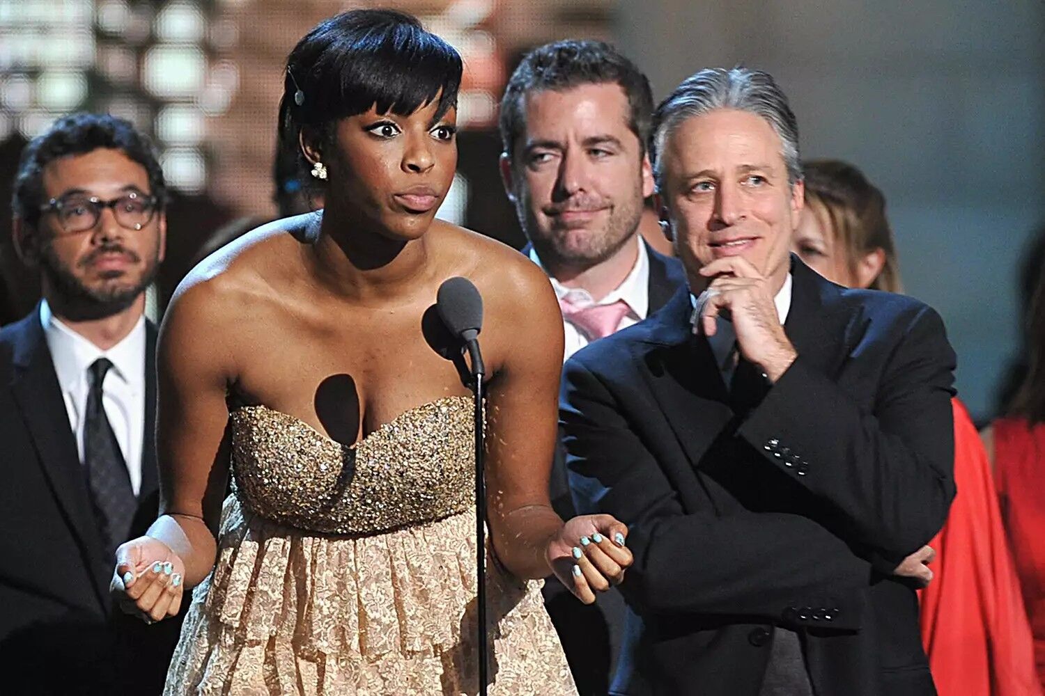 Jessica Williams and Jon Stewary on April 28, 2012 in New York City.