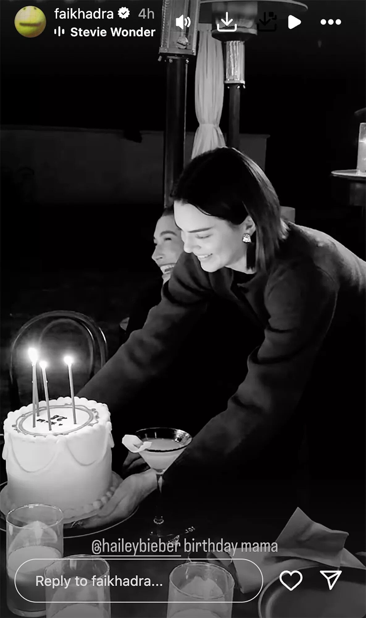 Kendall Jenner presented Hailey Bieber with her birthday cake in one clip from the party.