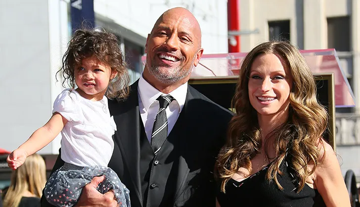 Dwayne Johnson, Lauren Hashian, and daughter