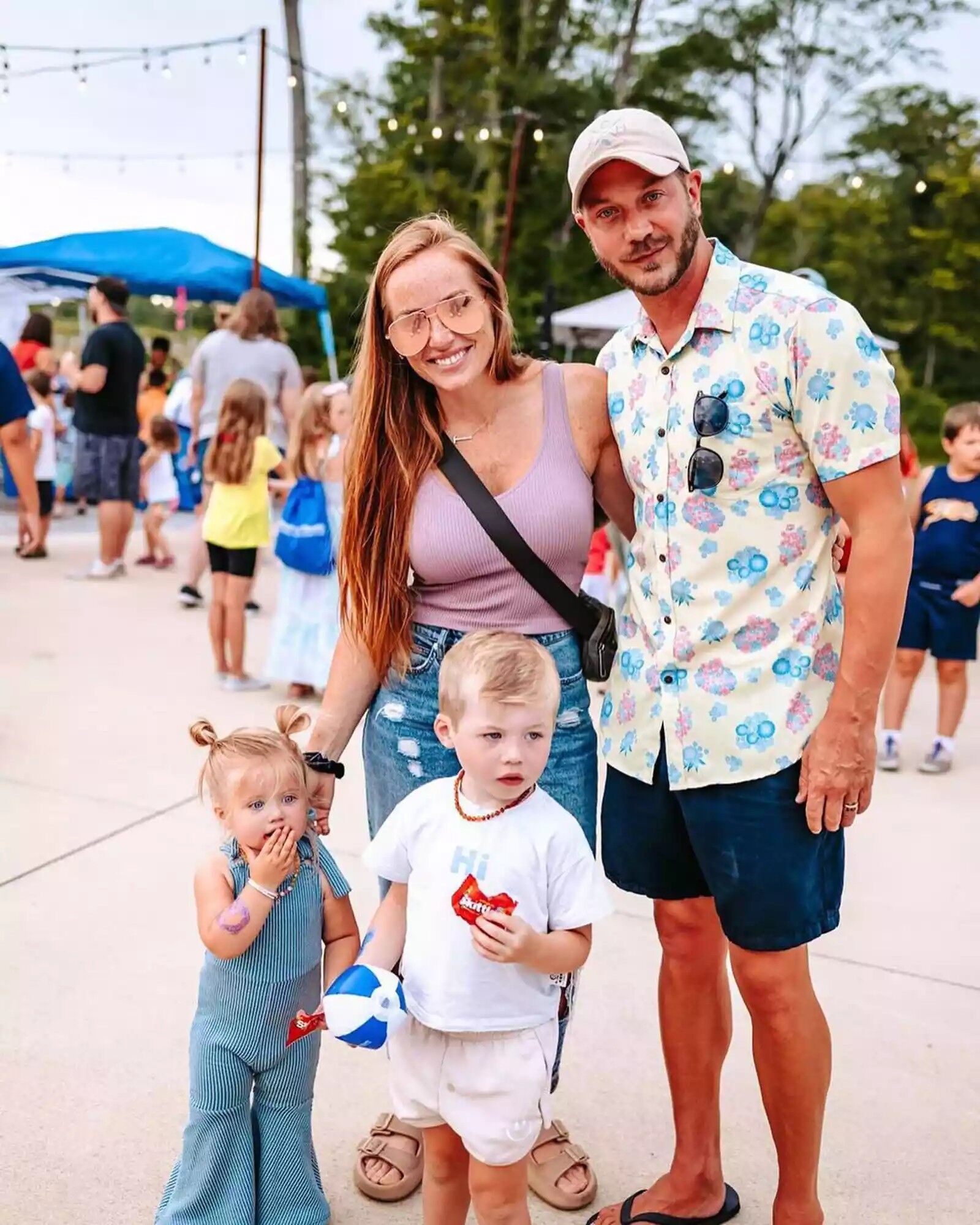 Mina Starsiak Hawk and Steve Hawk with their kids, Jack and Charlotte.