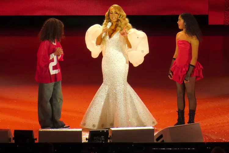 Mariah Carey with son Moroccan and daughter Monroe at her Hollywood Bowl concert