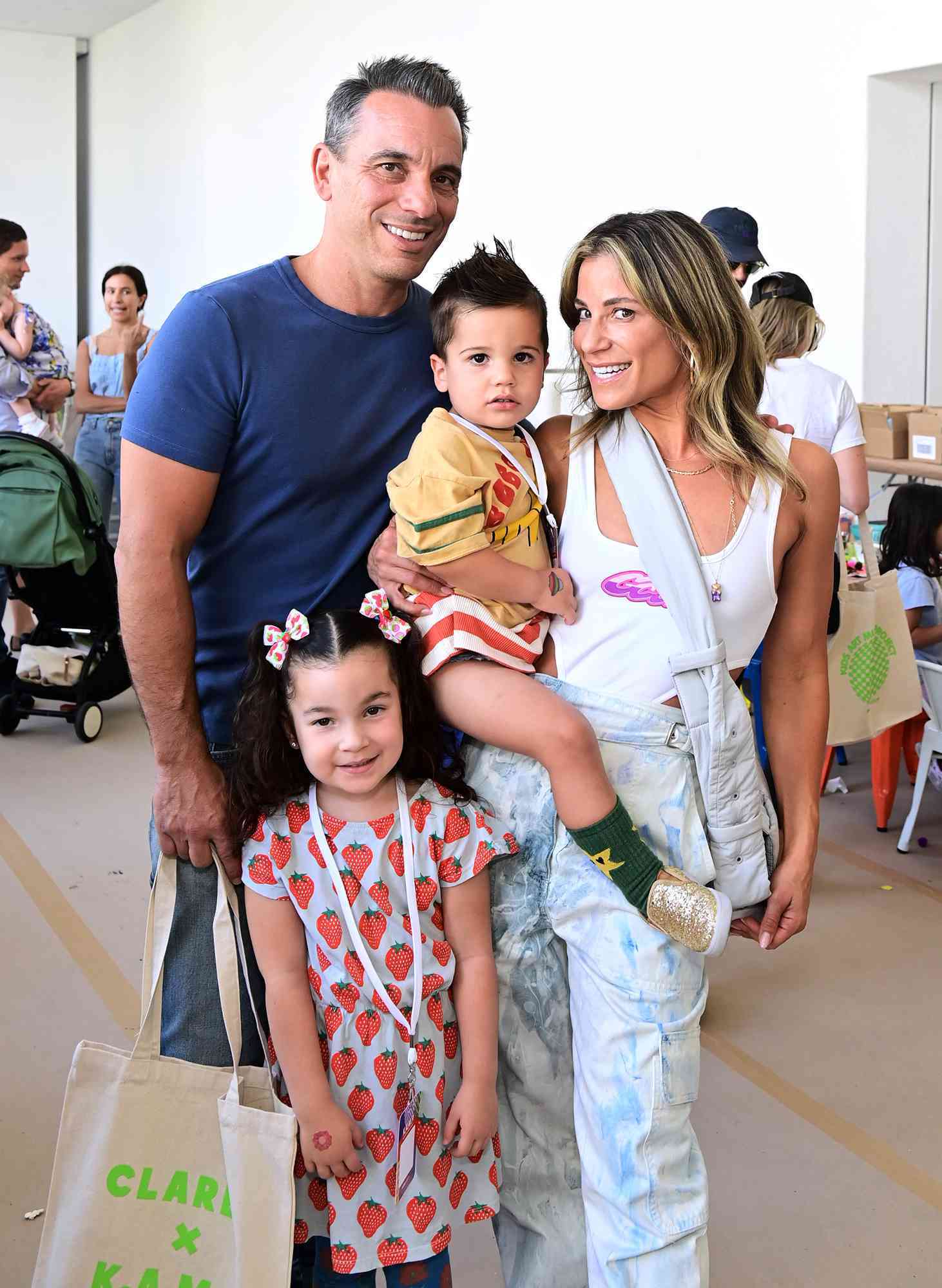 Sebastian Maniscalco with wife Lara Gomez and children Caruso and Serafina.