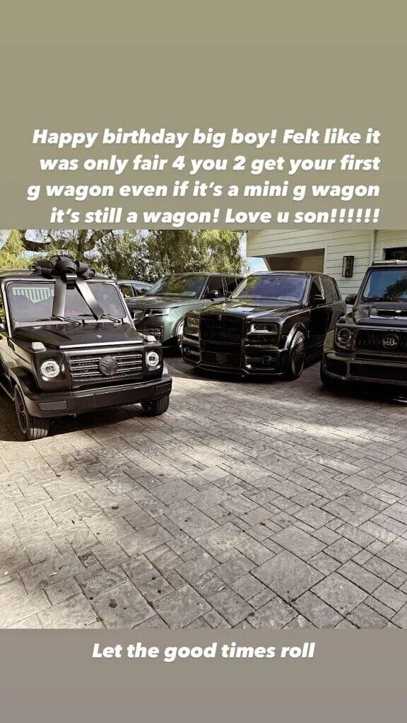 Scott Disick buys son Mason a mini Mercedes G-Wagon.