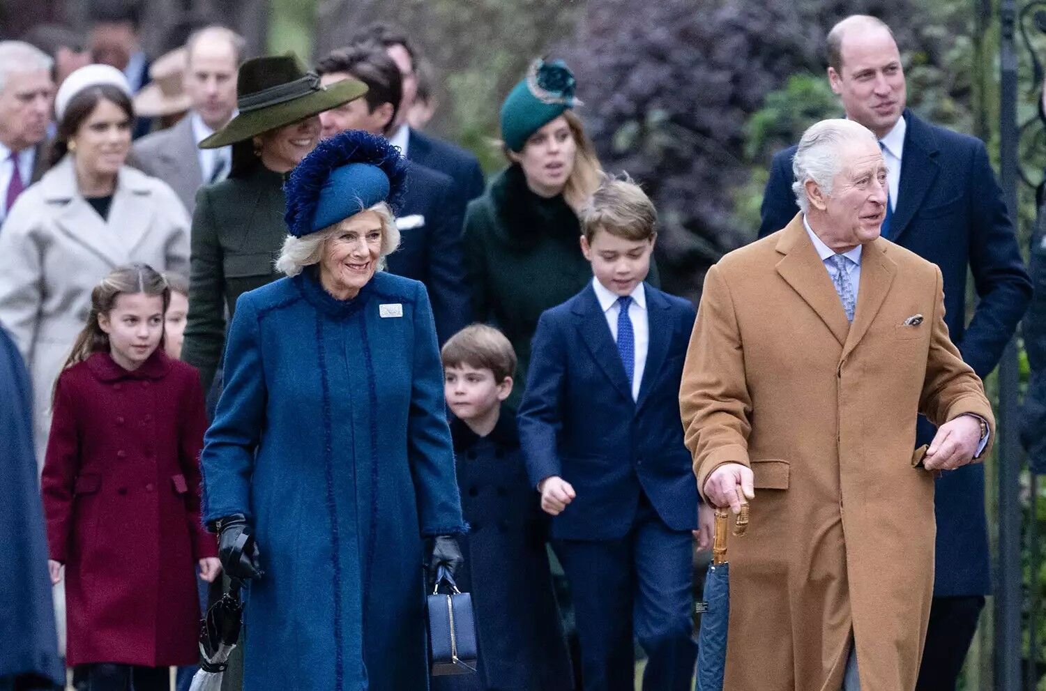 King Charles and Queen Camilla at Sandringham for Christmas with Prince George, Princess Charlotte, and Prince Louis in 2022