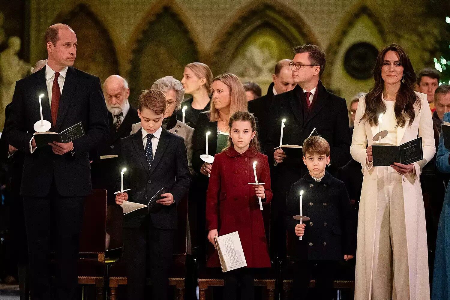 Prince William, Prince George, Princess Charlotte, Prince Louis and Kate Middleton at the 2023 Christmas carol service.