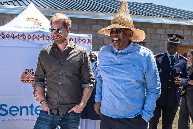 Prince Harry and Prince Seeiso at a Sentebale event to meet young women in the Socio-economic Strengthening program in Leribe, Lesotho