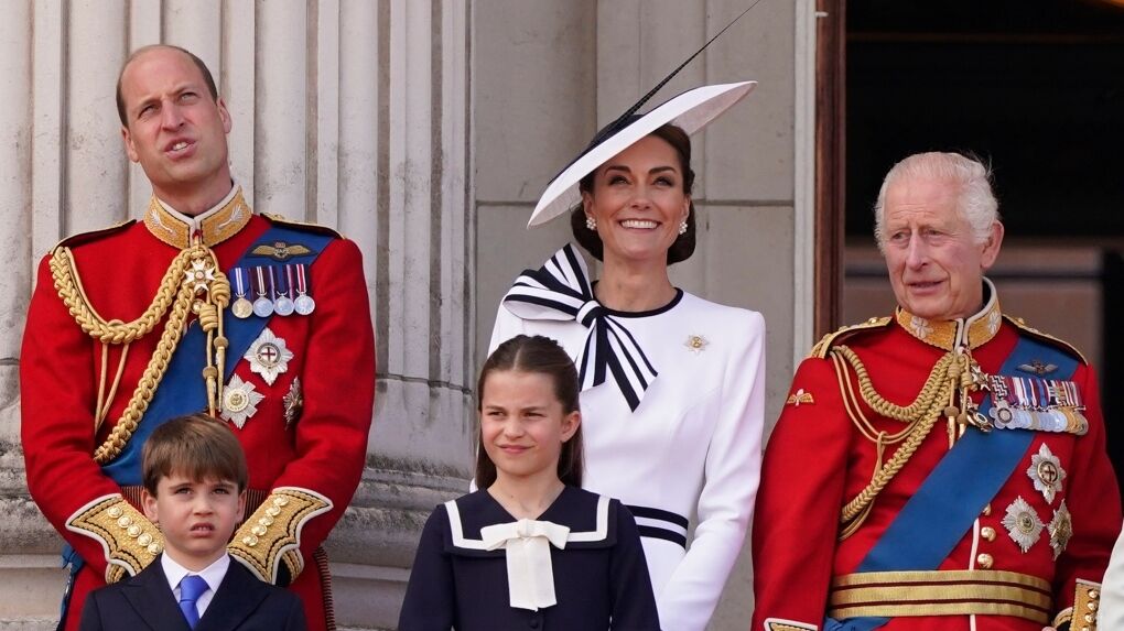 King Charles III, Prince William, Prince Louis, Princess Charlotte, and Kate