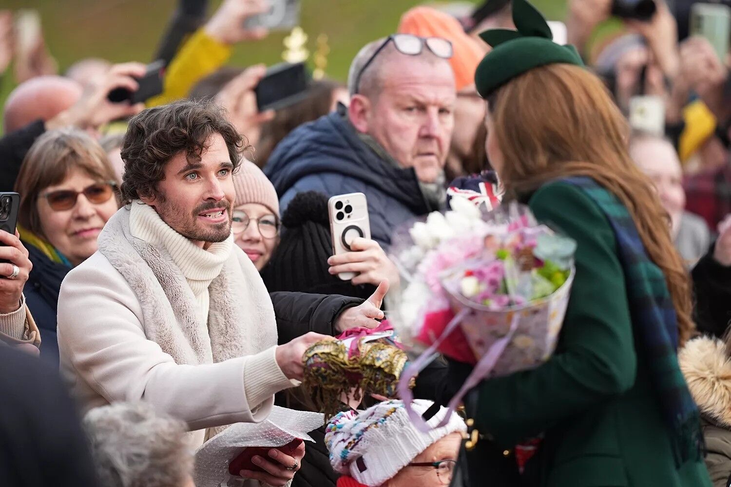 Louis Beauchamp chats with the Princess of Wales in Sandringham, Norfolk, on Dec. 25, 2024.