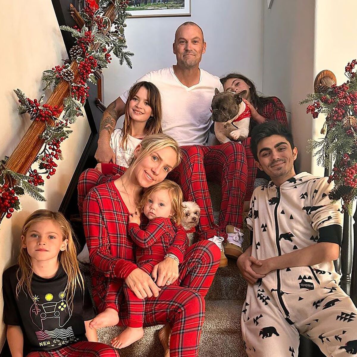 Brian Austin Green and Sharna Burgess with their family on Christmas last year.