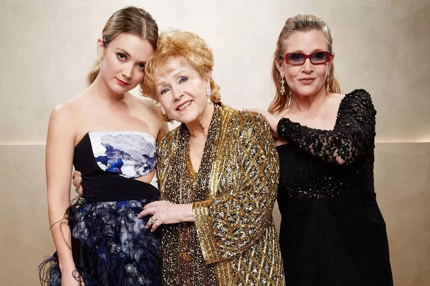 From L: Billie Lourd, Debbie Reynolds and Carrie Fisher in Los Angeles on Jan. 25, 2015.