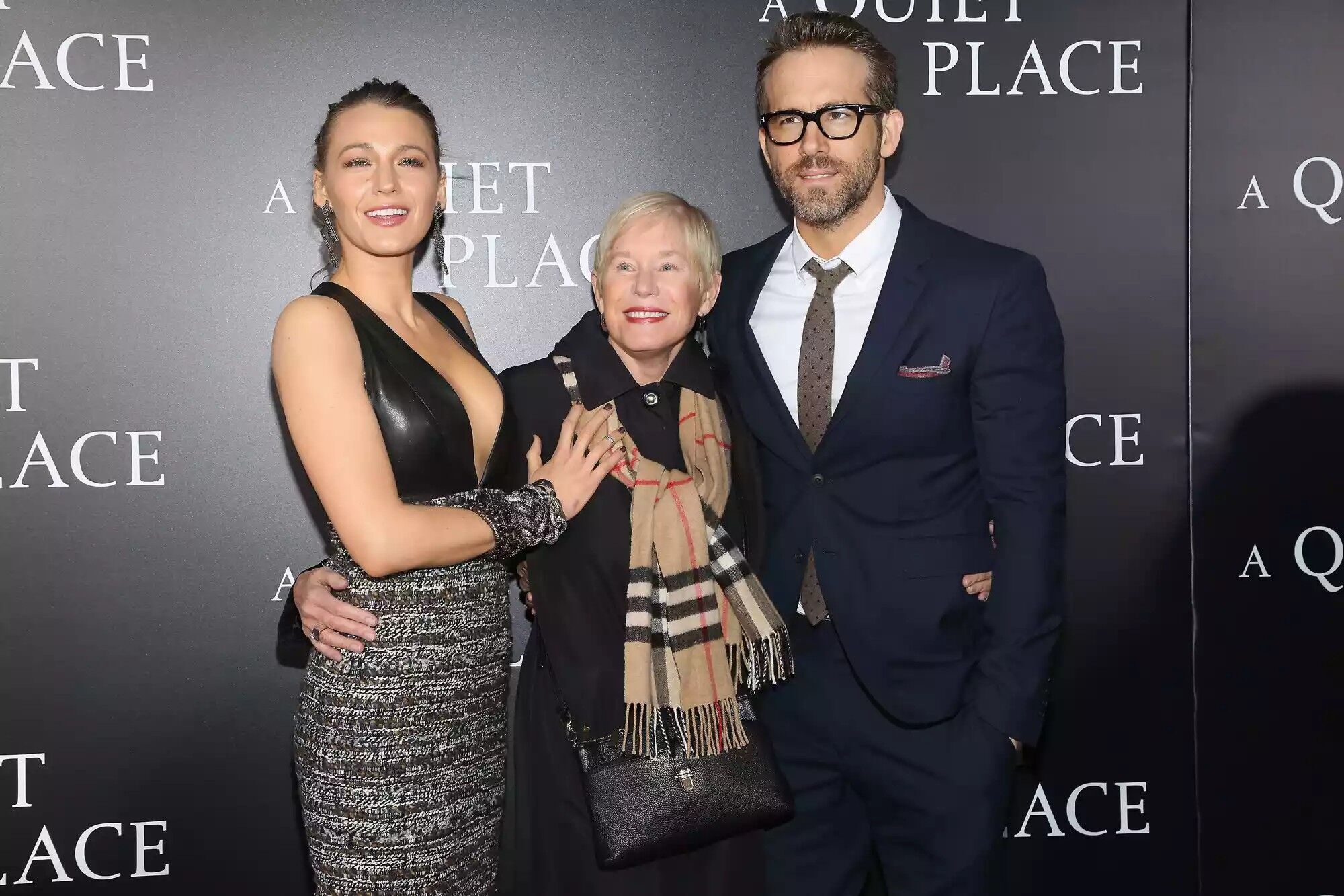 Blake Lively, Tammy Reynolds and Ryan Reynolds at New York premiere of 'A Quiet Place' on April 2, 2018