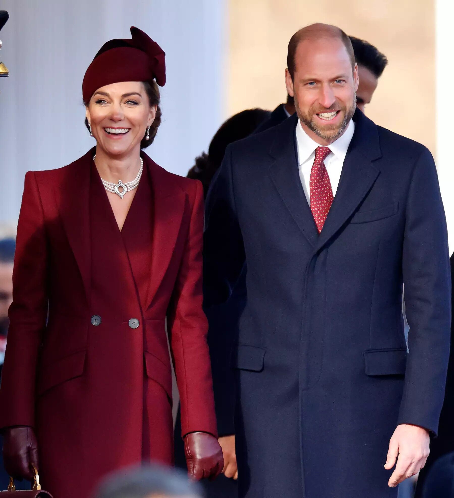 Prince William and Princess Kate as they welcomed the Amir of Qatar to London on Dec. 3, 2024.