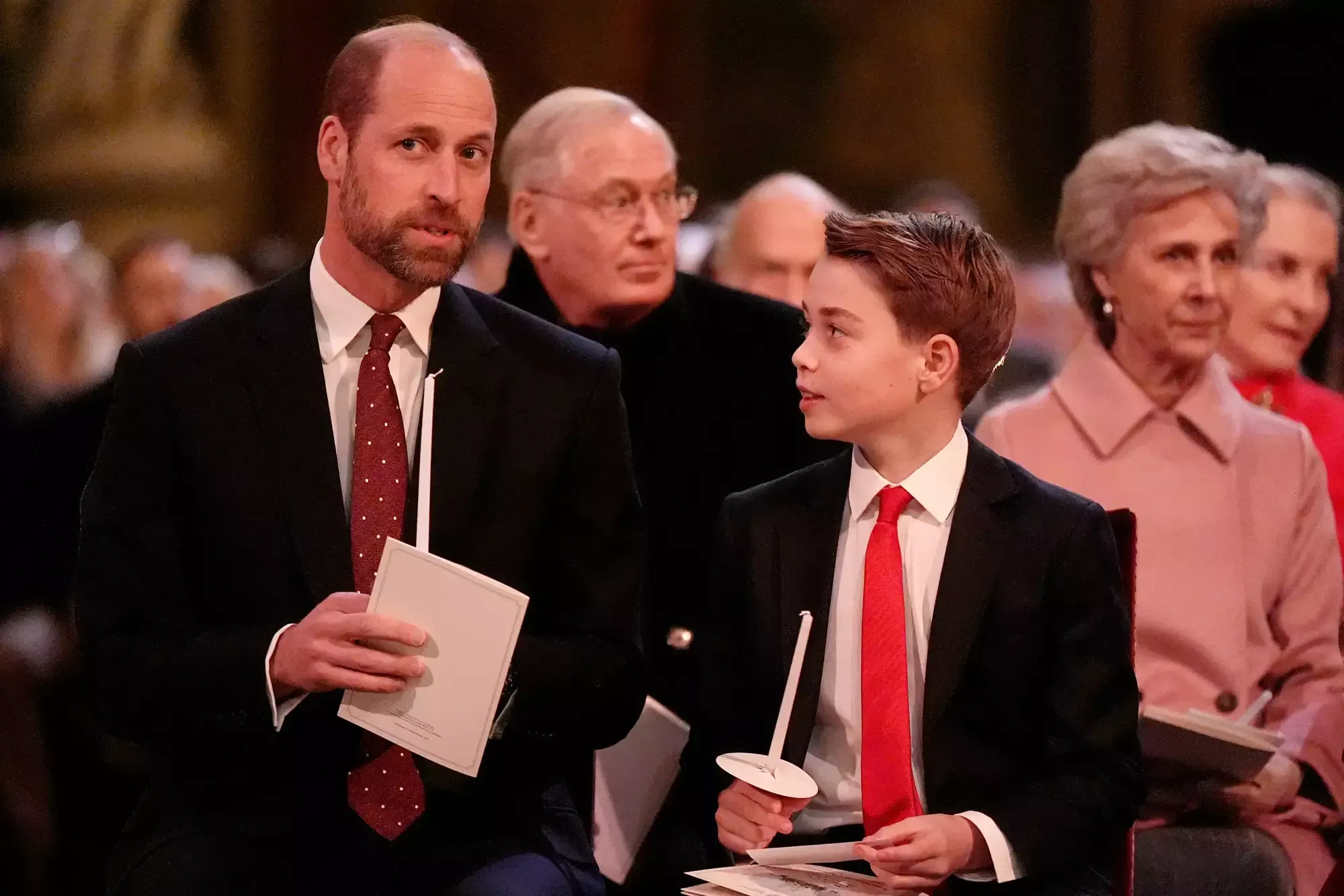 Prince William, with his son and heir Prince George, at the Together at Christmas carol service at Westminster Abbey, London, on Dec. 6.