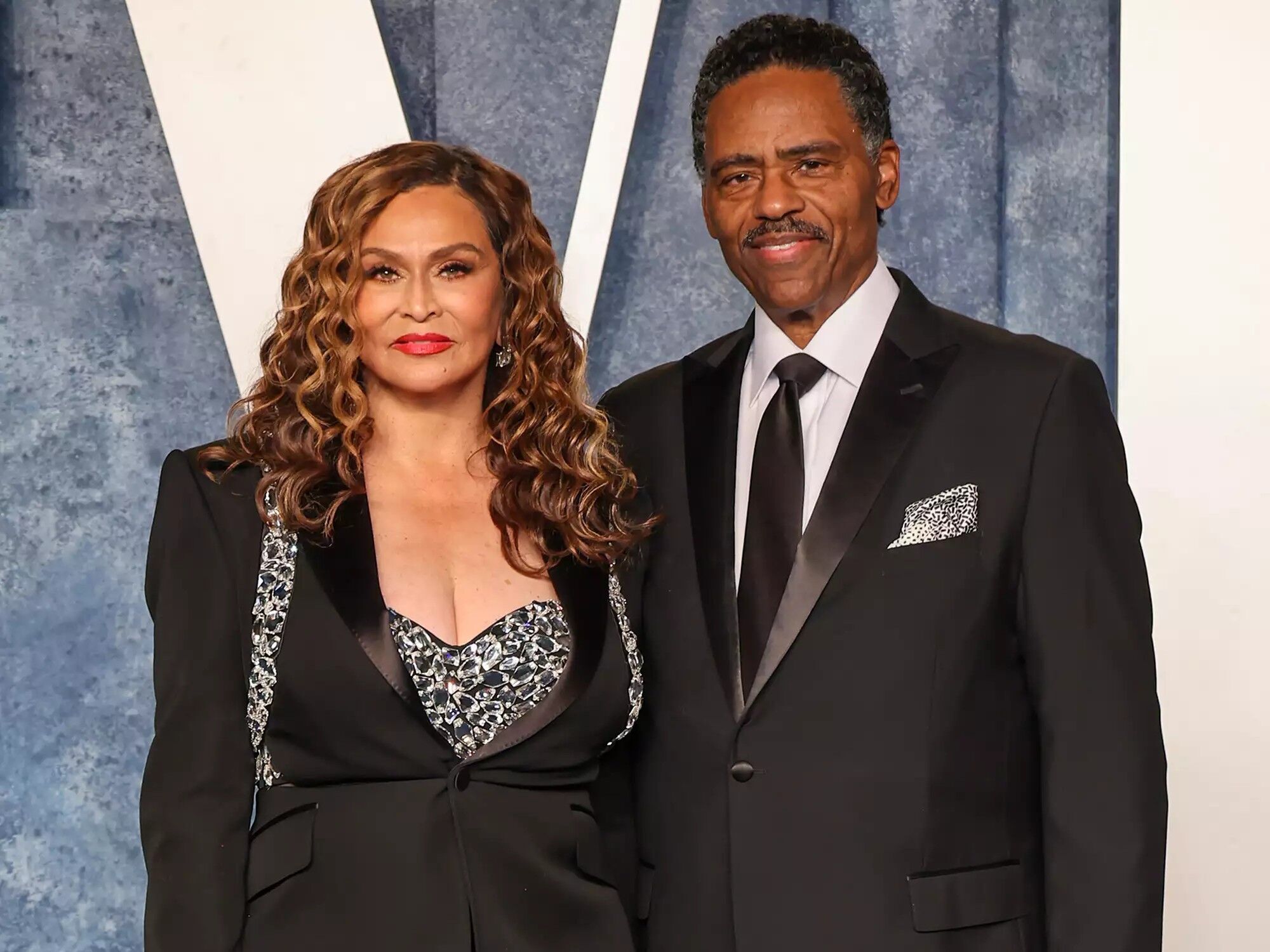 Tina Knowles and Richard Lawson attend the 2023 Vanity Fair Oscar Party