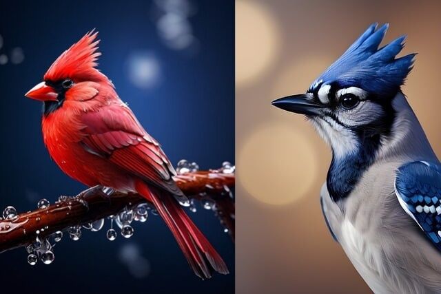 Cardinal and Blue jay - spiritual meanings of the meeting