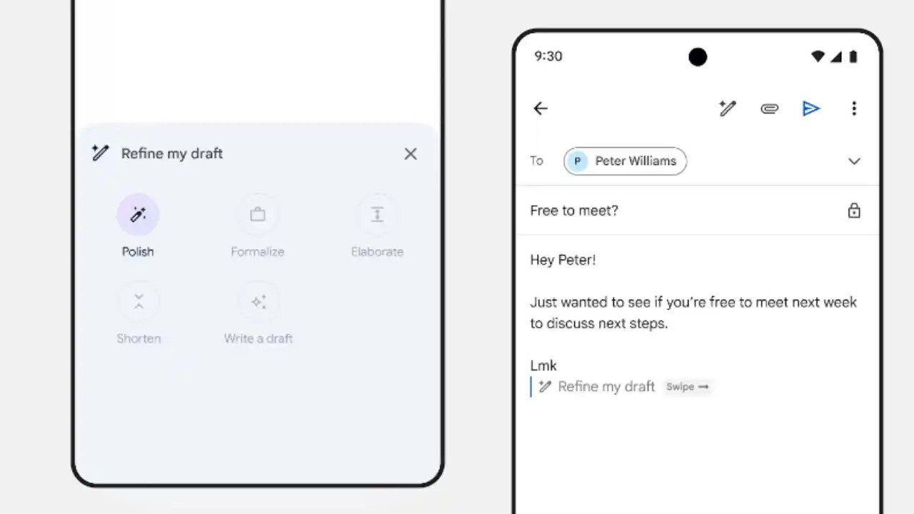Gemini Subscribers Can Now Use 'Polish' Writing Tool for Emails 