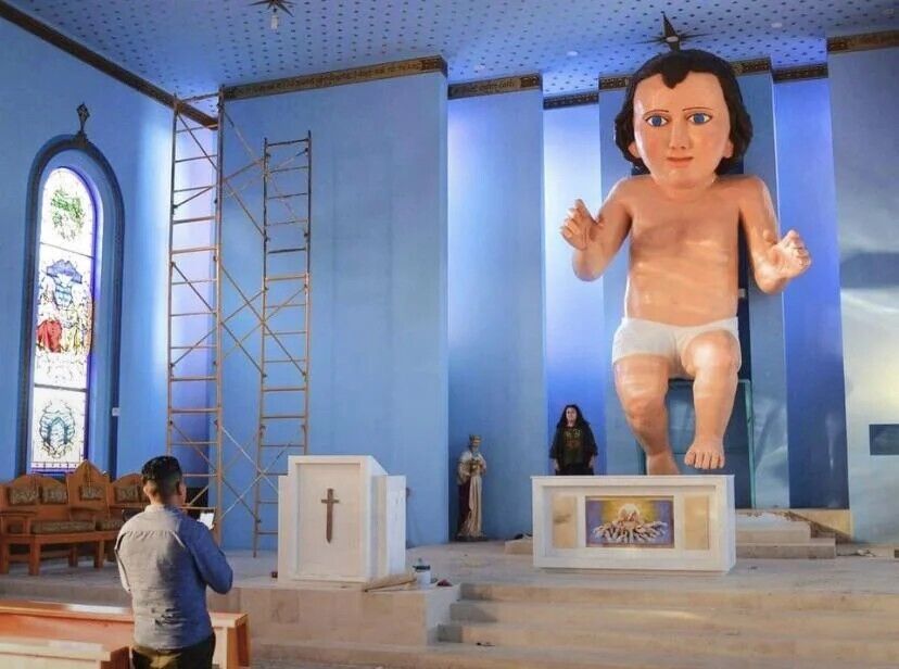 Giant baby Jesus in a Mexican church