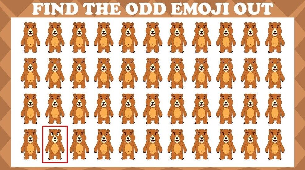 Visual skill test: spot the unique bear emoji in 5 seconds!