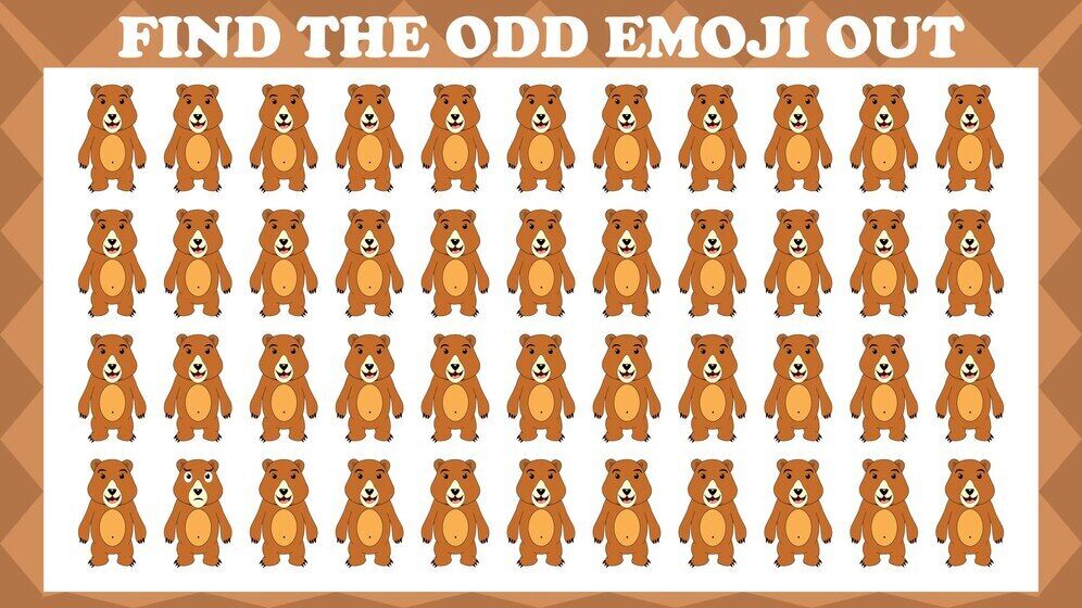 Visual skill test: spot the unique bear emoji in 5 seconds!