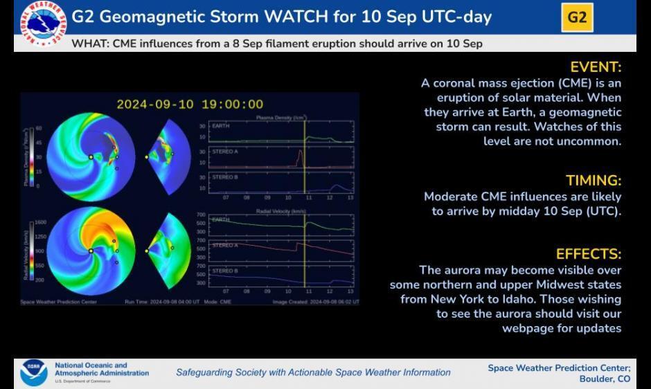 Recent Coronal Mass Ejection to Cause Auroras Over Northern US