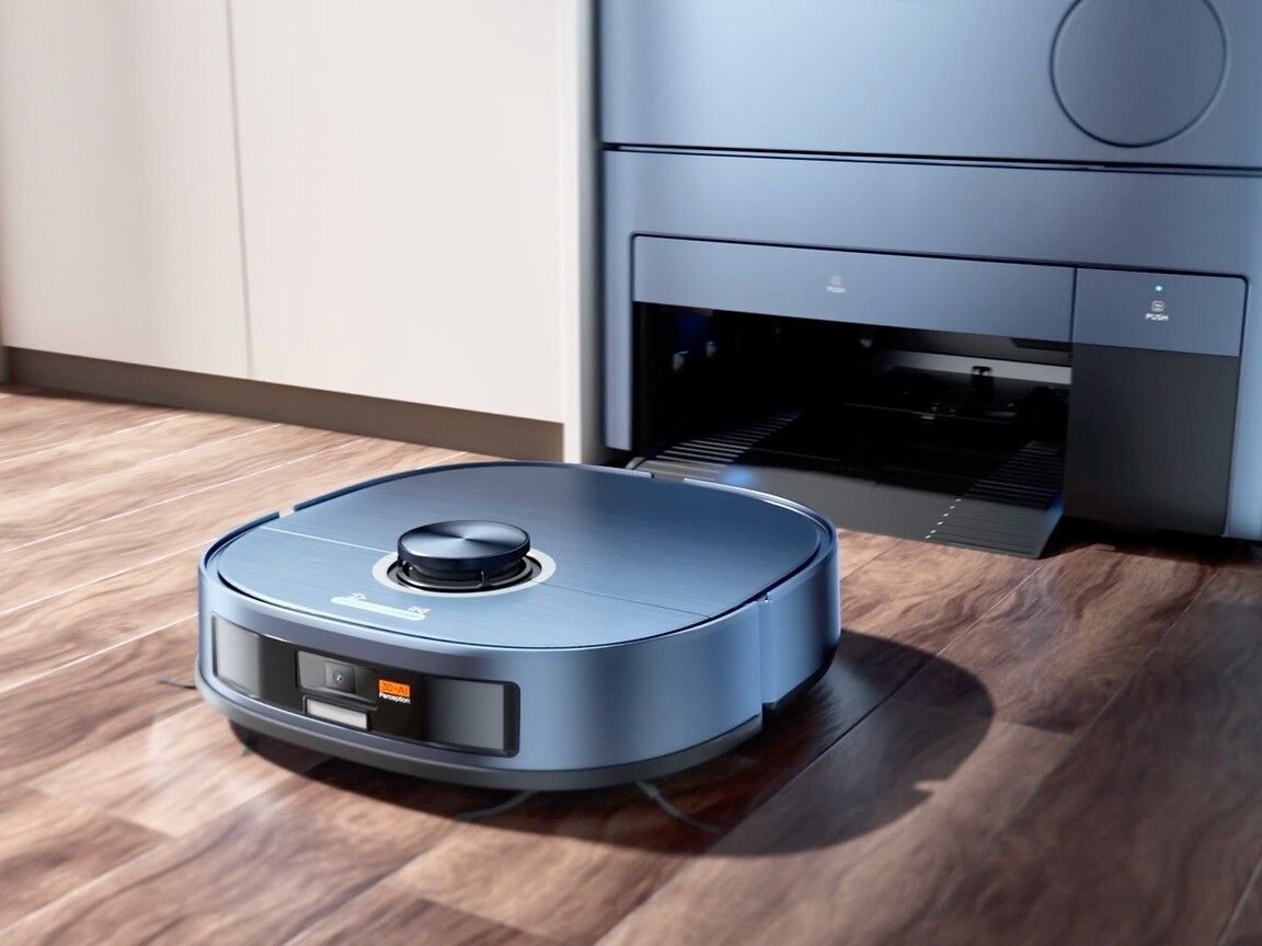 The Midea WASHBOT is a washing machine with a built-in robot vacuum dock.