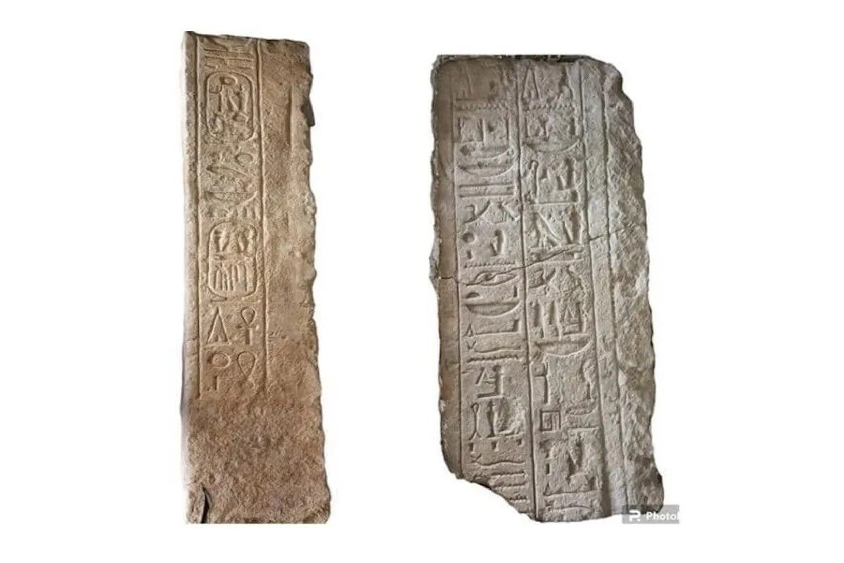 Archaeologists found two limestone blocks containing hieroglyphic inscriptions in the remains of the barracks