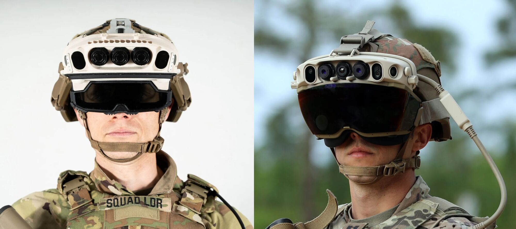 Slimmer version of Microsoft combat goggles (left) and older model.