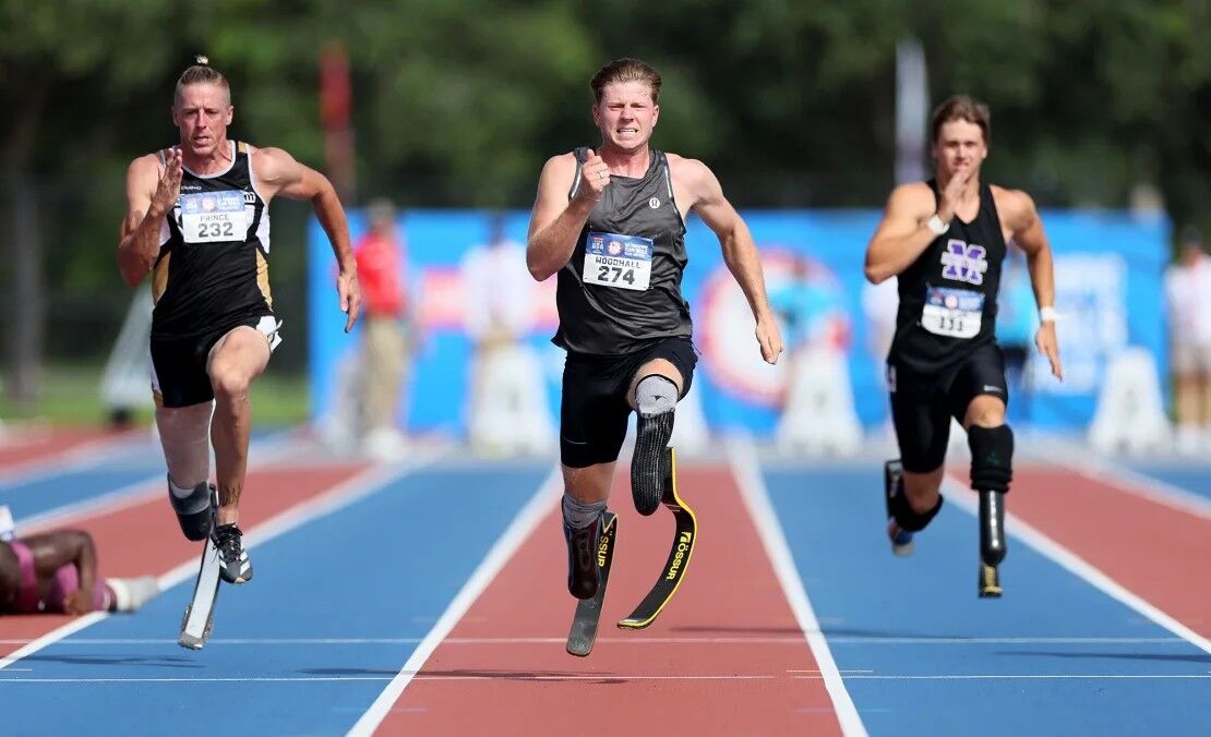 Woodhall competes in the men's 100m at the 2024 US Paralympics trials on July 20, 2024