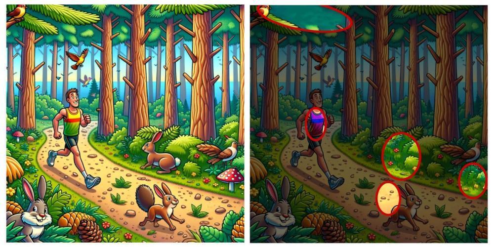 Spot The Difference: Can You Find All 5 Differences In This Woodland Jogging Scene?