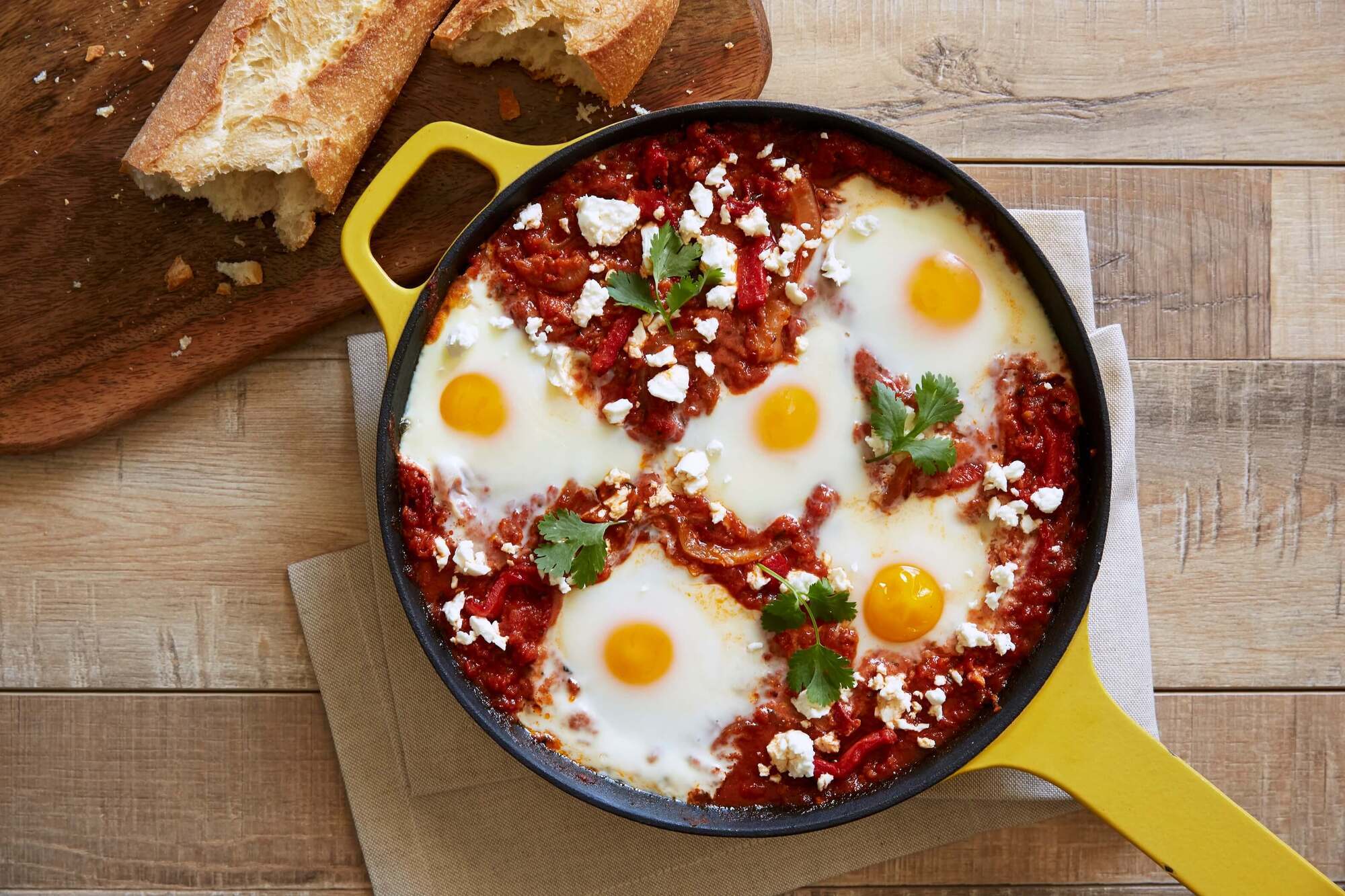 Shakshuka with feta, olives, and peppers