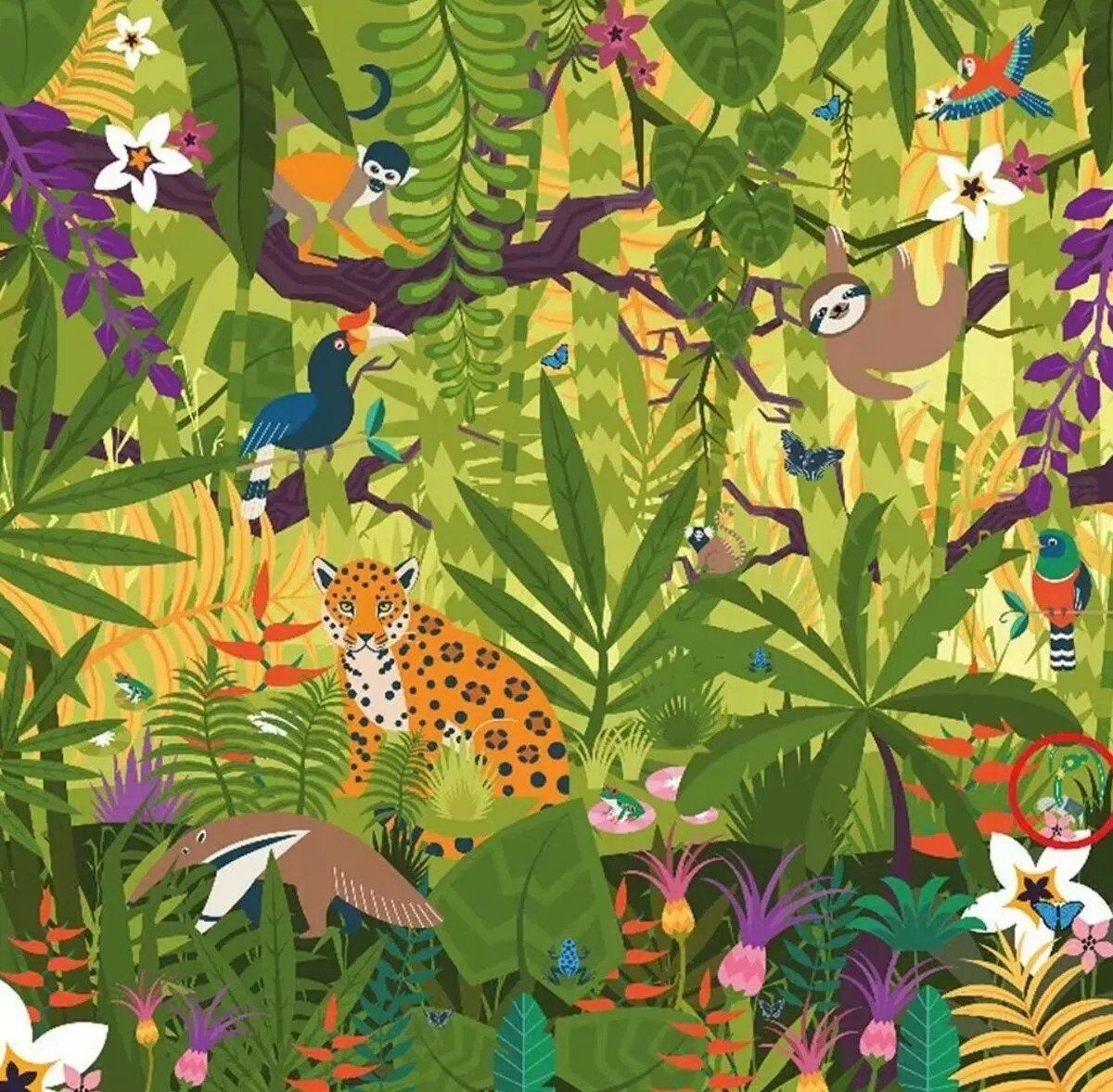 Only People With High IQ Can Find a Snake in This Colorful Picture