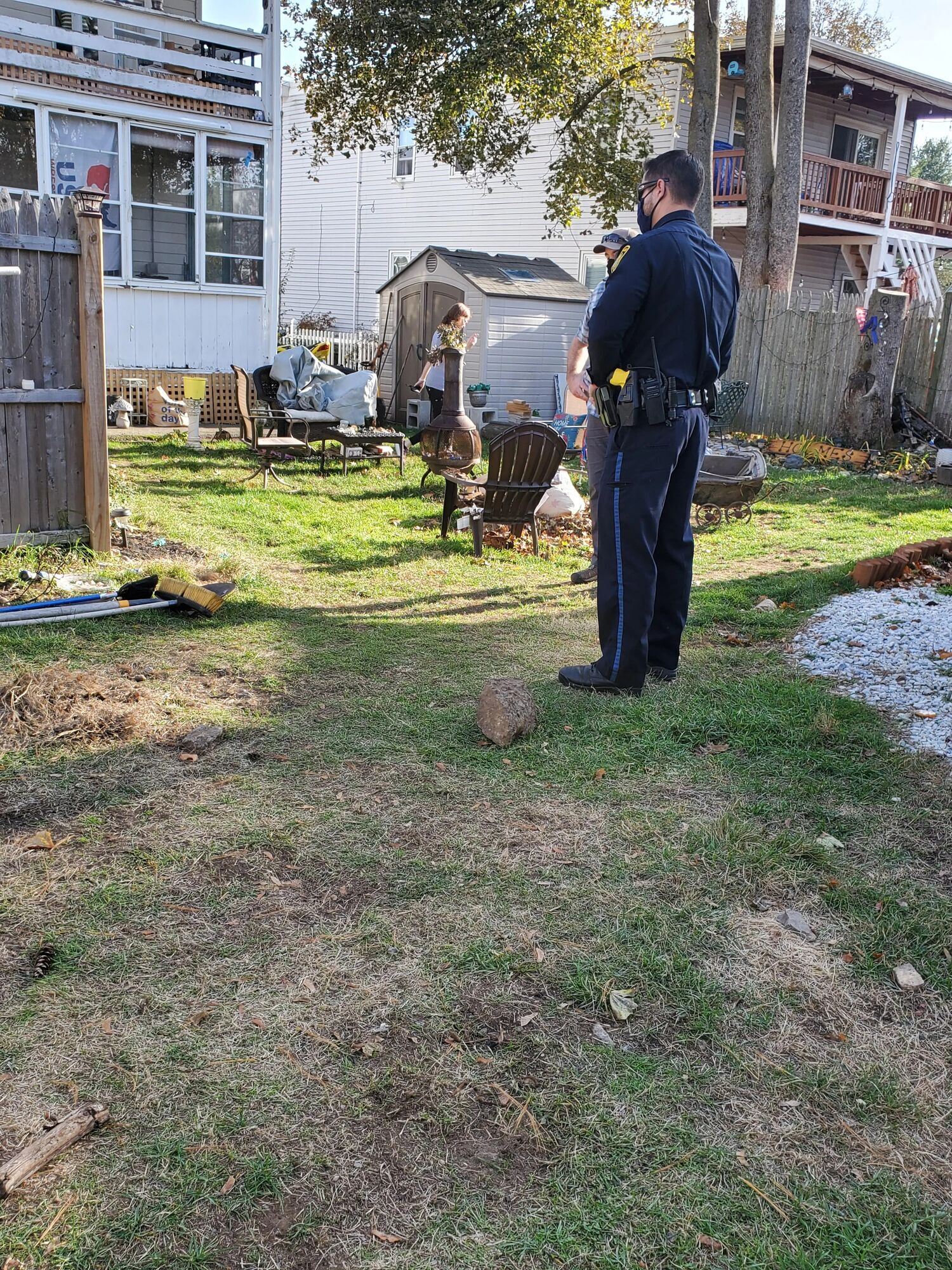 Police in the garden