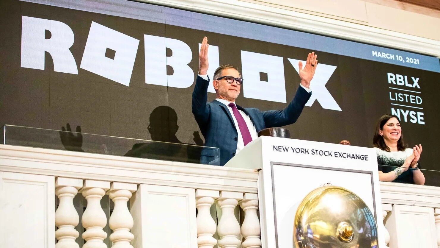 The New York Stock Exchange welcomes executives and guests of Roblox in celebration of its direct listing, March 10, 2021.