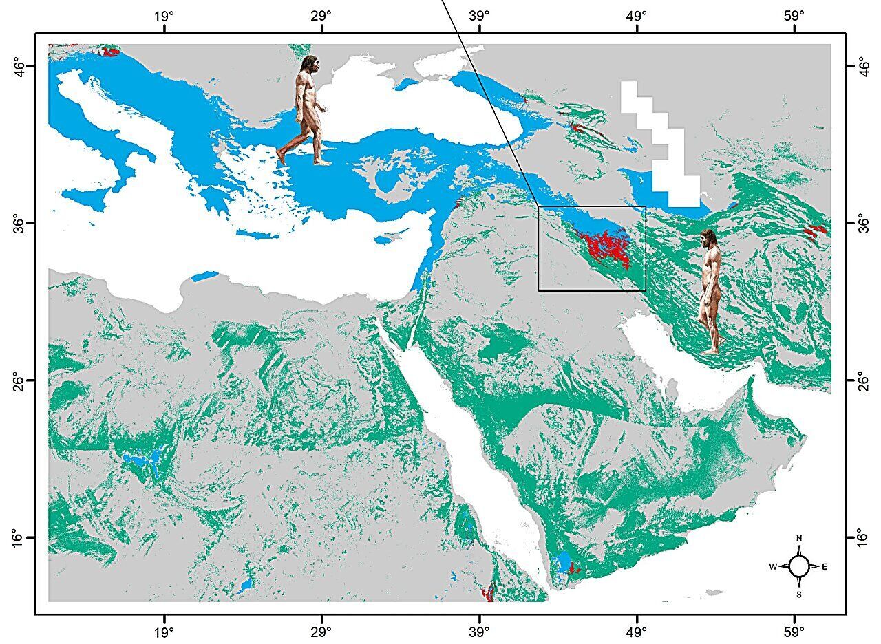 Habitat suitability models of the two Homo species and their potential contact and interbreeding zones in Southwest Asia and Southeast Europe