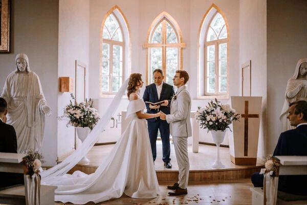 A couple at the altar