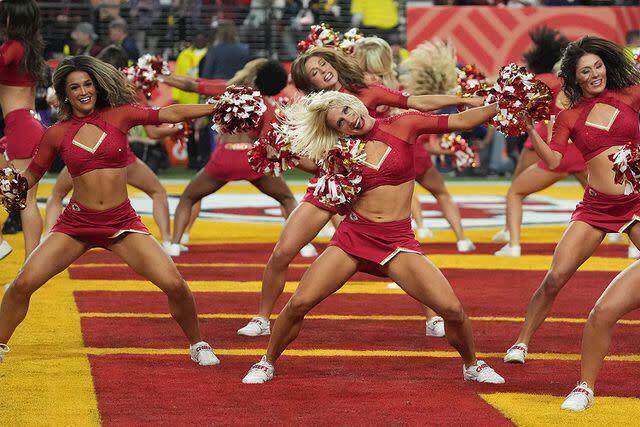 Kansas City Chiefs cheerleaders perform during Super Bowl LVIII.