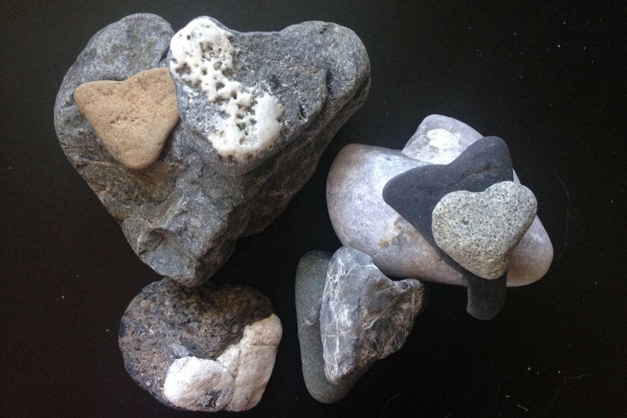 Heart-shaped rocks