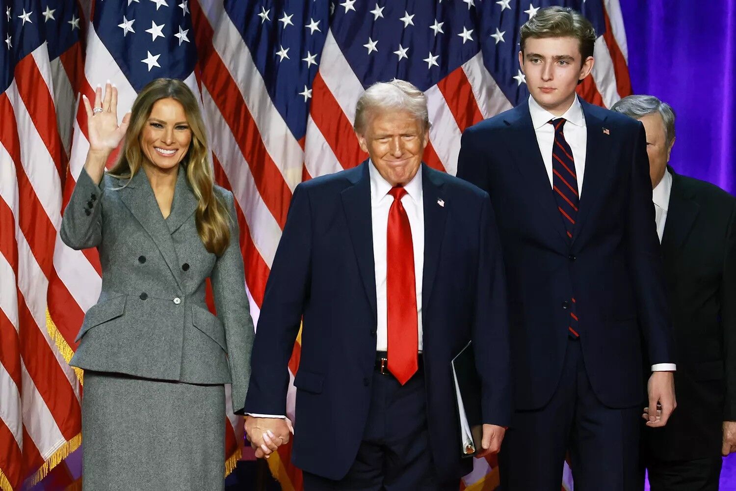 Melania, Donald and Barron Trump.