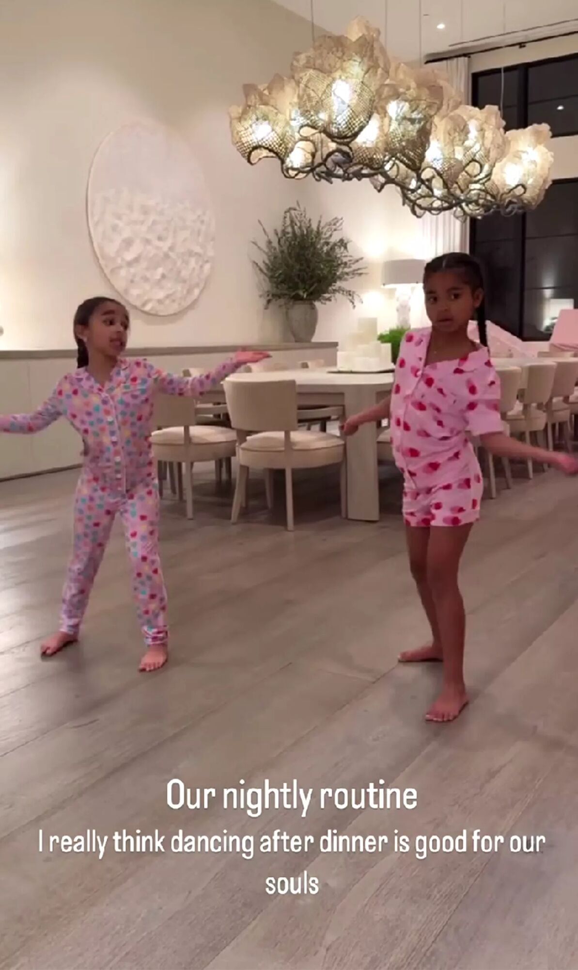 Dream Kardashian and True Thompson dancing.