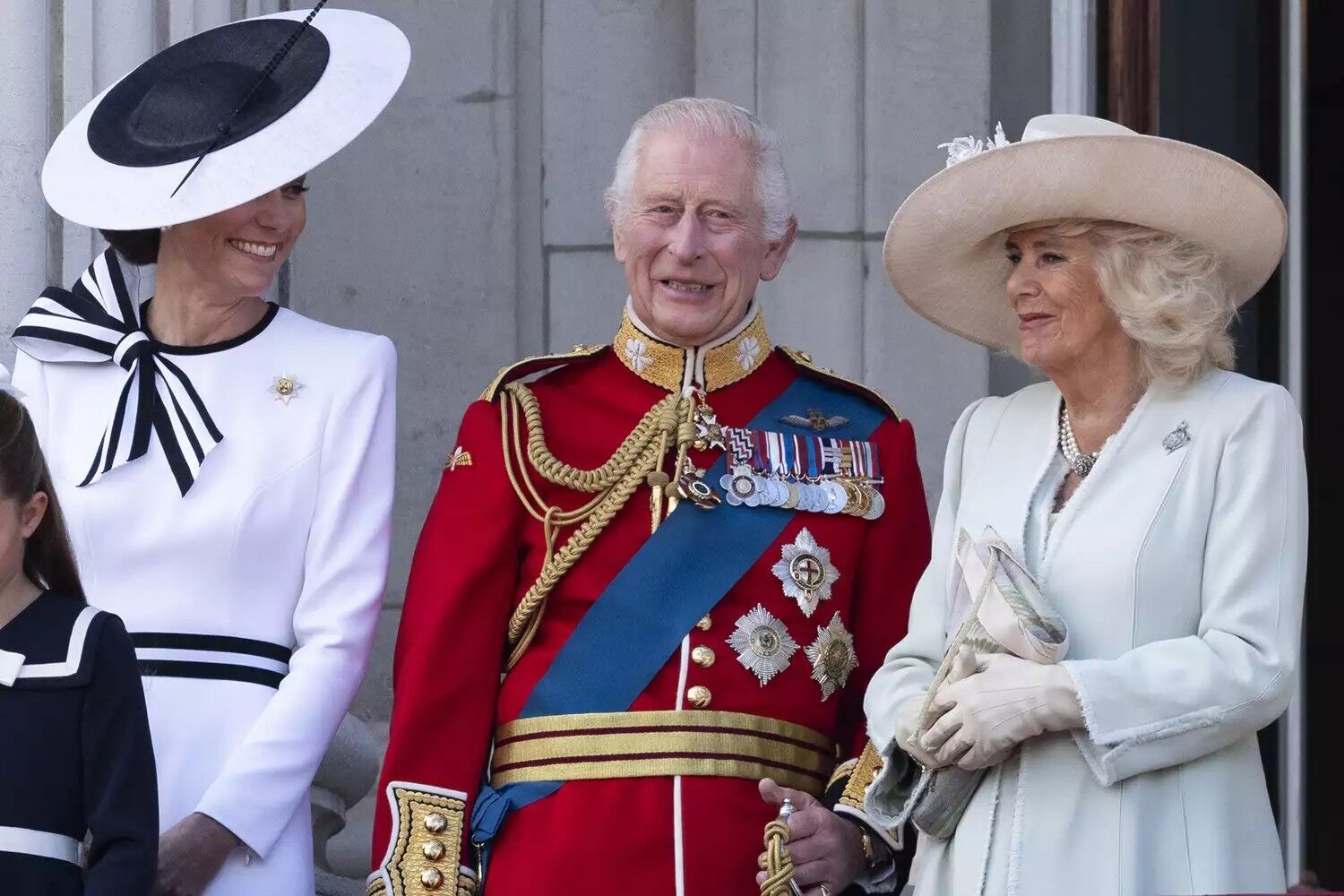 Kate Middleton, King Charles and Queen Camilla at Trooping the Colour on June 15, 2024.