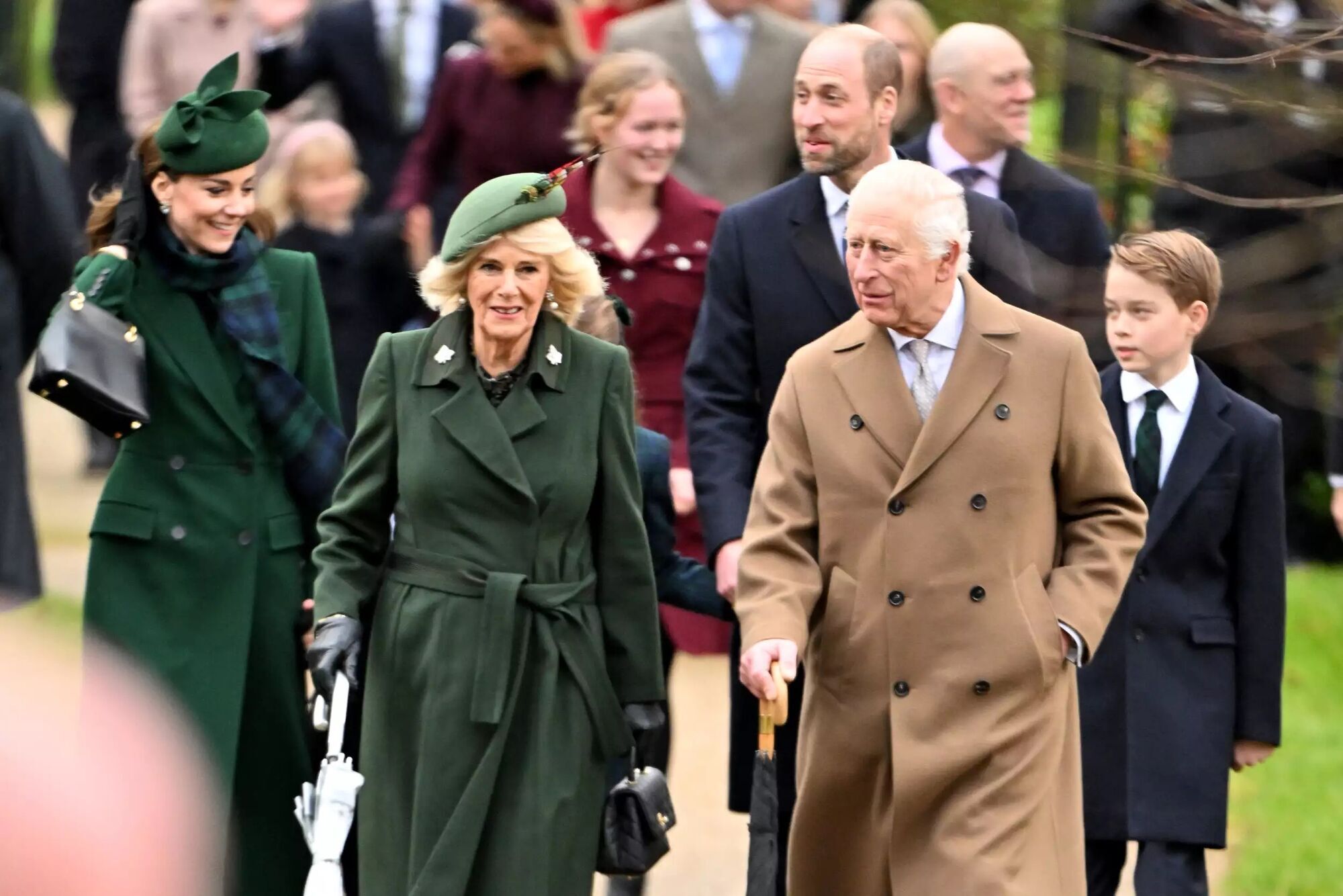 Kate Middleton, Queen Camilla, Prince William, King Charles, Prince George and more royals walk at Sandringham on Dec. 25, 2024