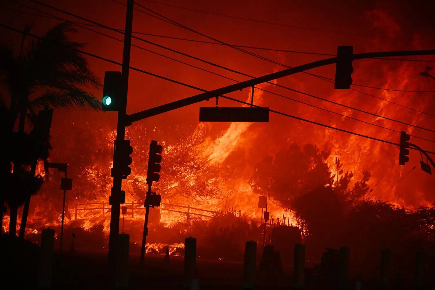 The Palisades Fire in Pacific Palisades California on January 7, 2025.